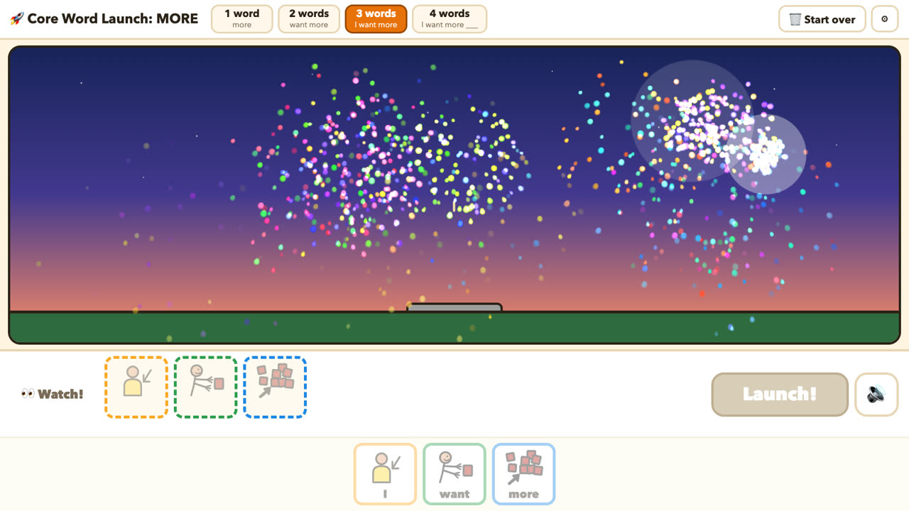 The fireworks show in Core Word Launch: MORE.
